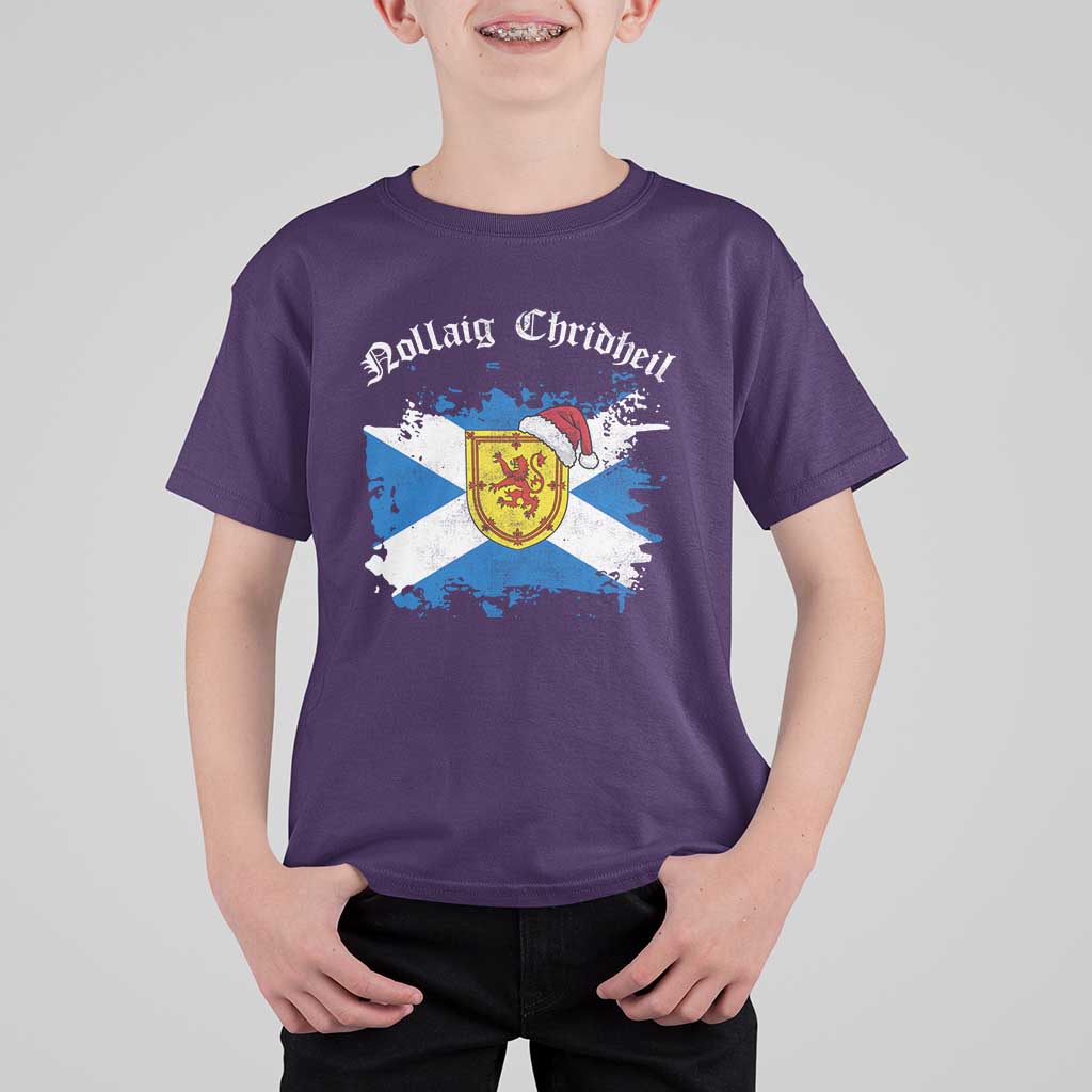 Scottish Christmas T Shirt For Kid Nollaig Chridheil Gaelic Xmas Scotland Lion Rampant - Wonder Print Shop