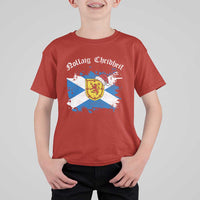 Scottish Christmas T Shirt For Kid Nollaig Chridheil Gaelic Xmas Scotland Lion Rampant - Wonder Print Shop