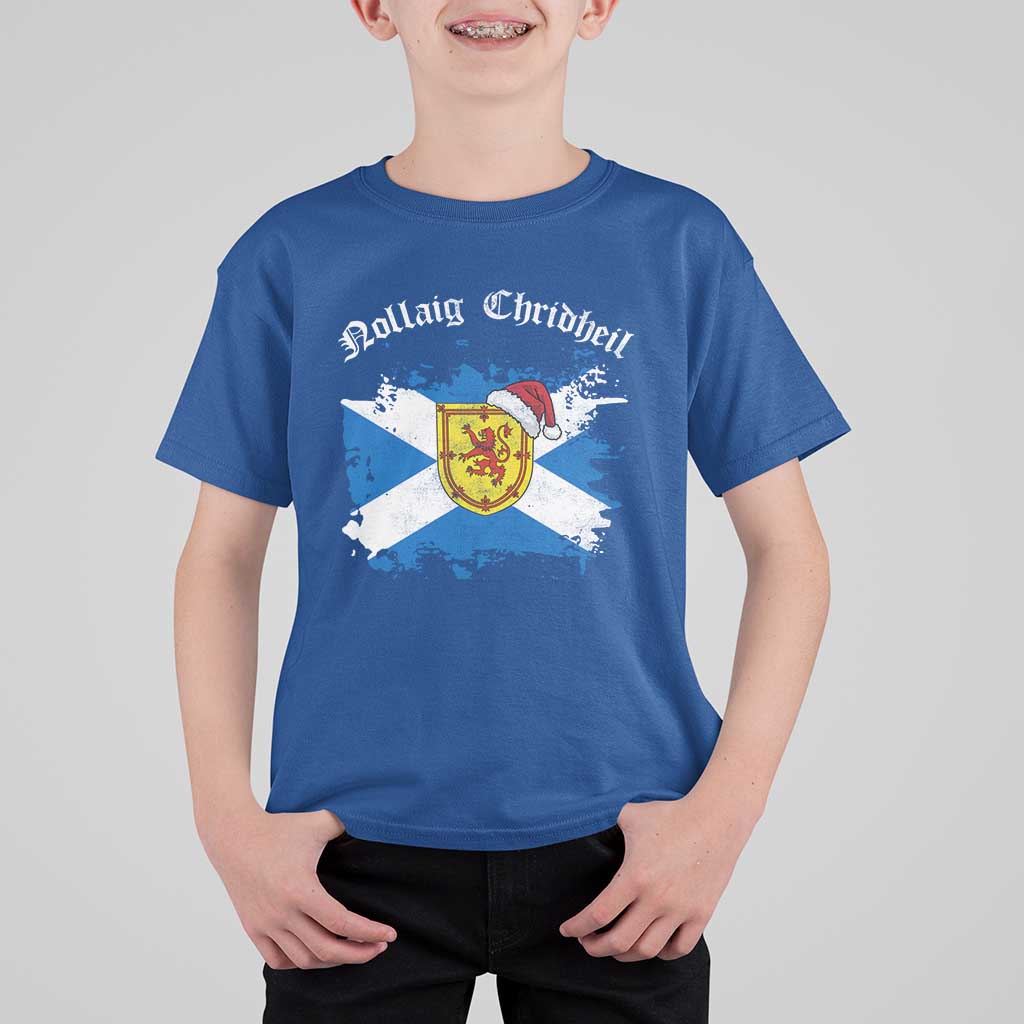 Scottish Christmas T Shirt For Kid Nollaig Chridheil Gaelic Xmas Scotland Lion Rampant - Wonder Print Shop