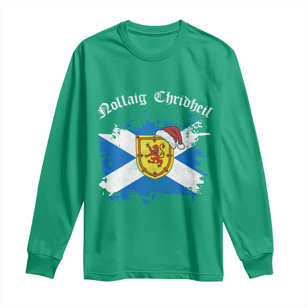 Scottish Christmas Long Sleeve Shirt Nollaig Chridheil Gaelic Xmas Scotland Lion Rampant - Wonder Print Shop