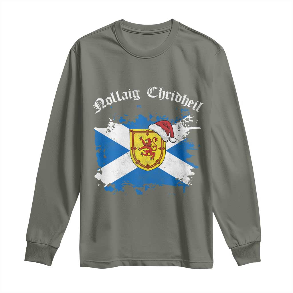 Scottish Christmas Long Sleeve Shirt Nollaig Chridheil Gaelic Xmas Scotland Lion Rampant - Wonder Print Shop