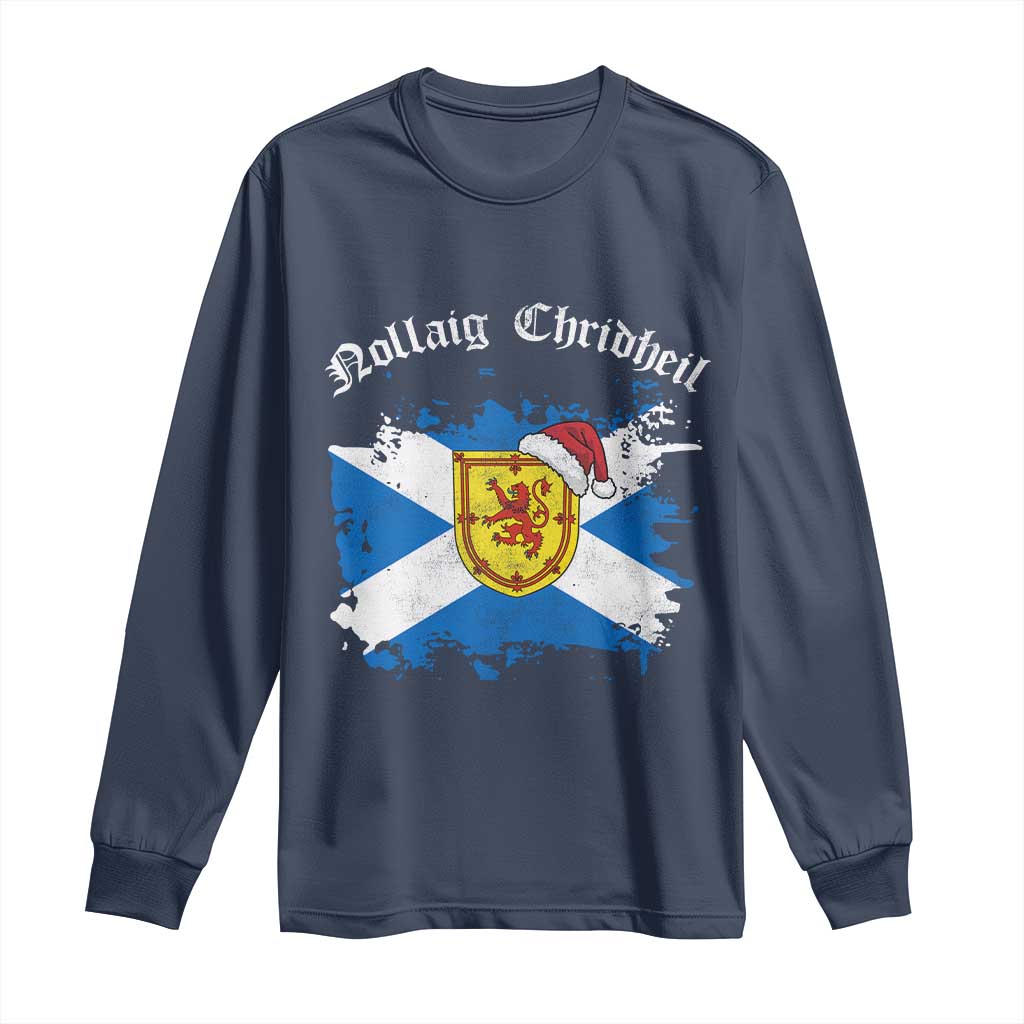 Scottish Christmas Long Sleeve Shirt Nollaig Chridheil Gaelic Xmas Scotland Lion Rampant - Wonder Print Shop