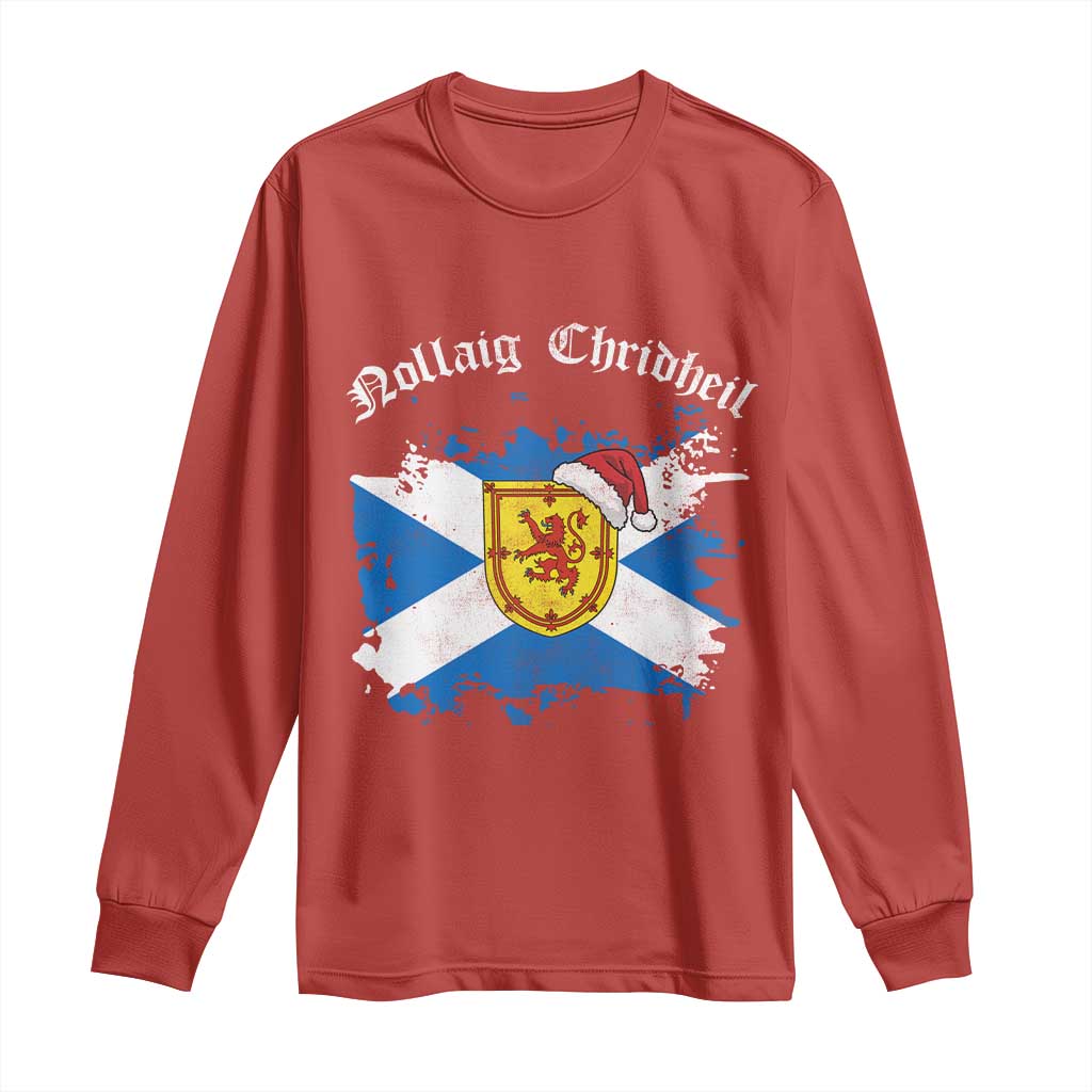 Scottish Christmas Long Sleeve Shirt Nollaig Chridheil Gaelic Xmas Scotland Lion Rampant - Wonder Print Shop