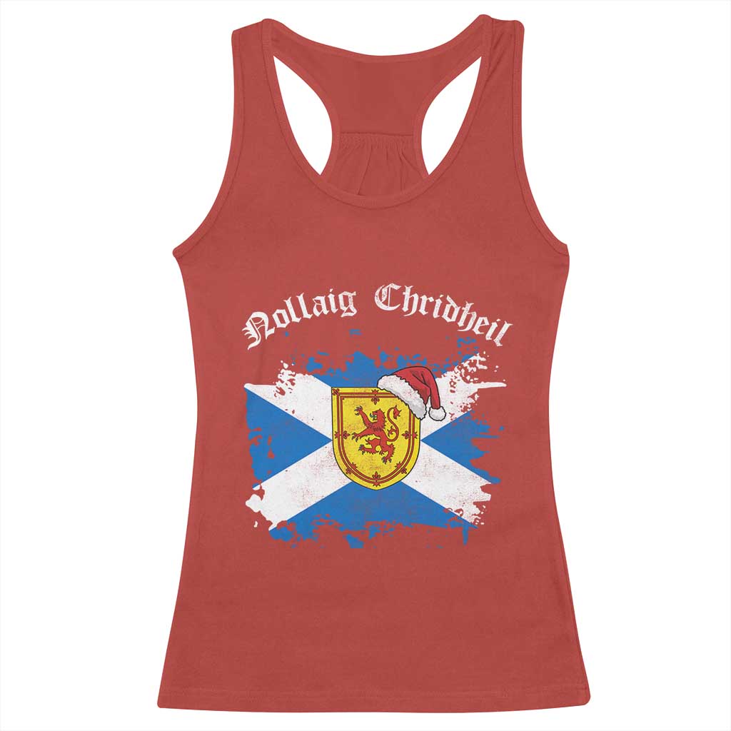 Scottish Christmas Racerback Tank Top Nollaig Chridheil Gaelic Xmas Scotland Lion Rampant - Wonder Print Shop