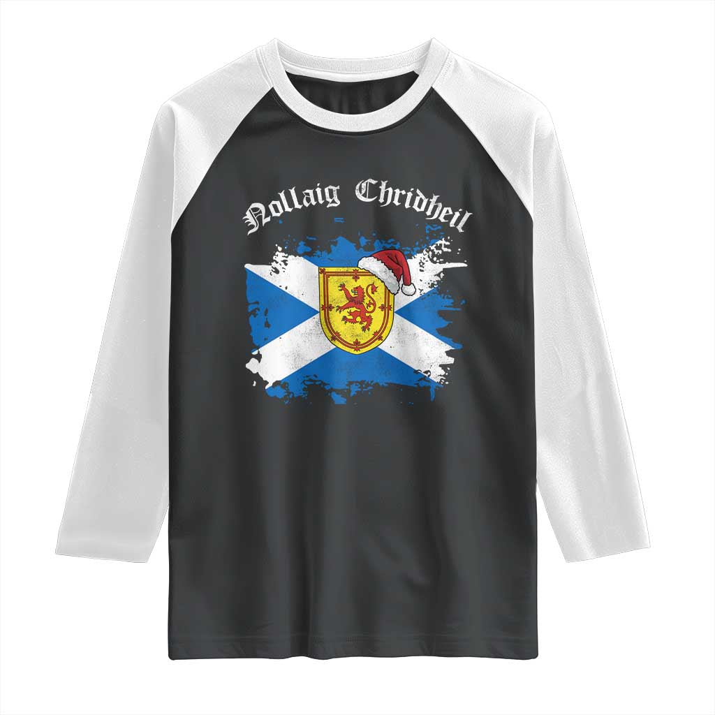 Scottish Christmas Raglan Shirt Nollaig Chridheil Gaelic Xmas Scotland Lion Rampant - Wonder Print Shop