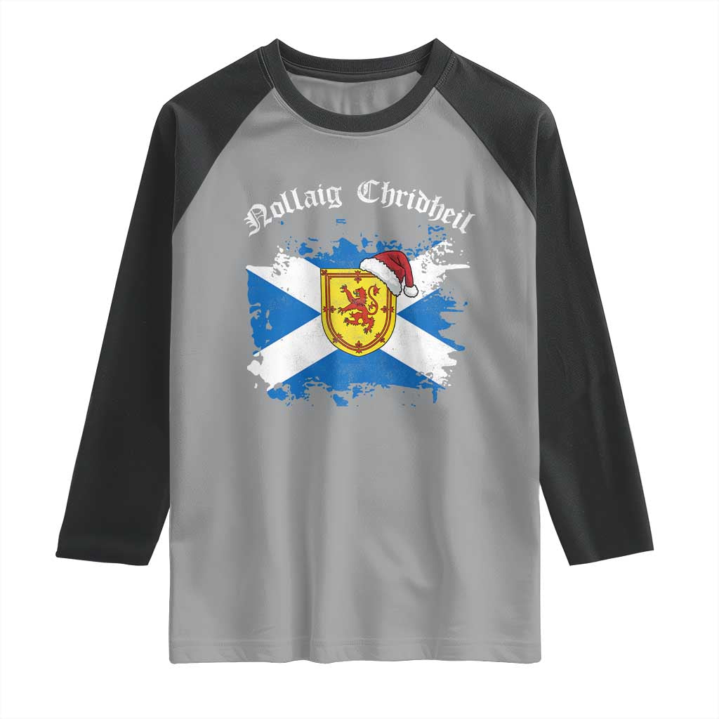 Scottish Christmas Raglan Shirt Nollaig Chridheil Gaelic Xmas Scotland Lion Rampant - Wonder Print Shop