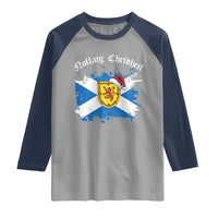 Scottish Christmas Raglan Shirt Nollaig Chridheil Gaelic Xmas Scotland Lion Rampant - Wonder Print Shop