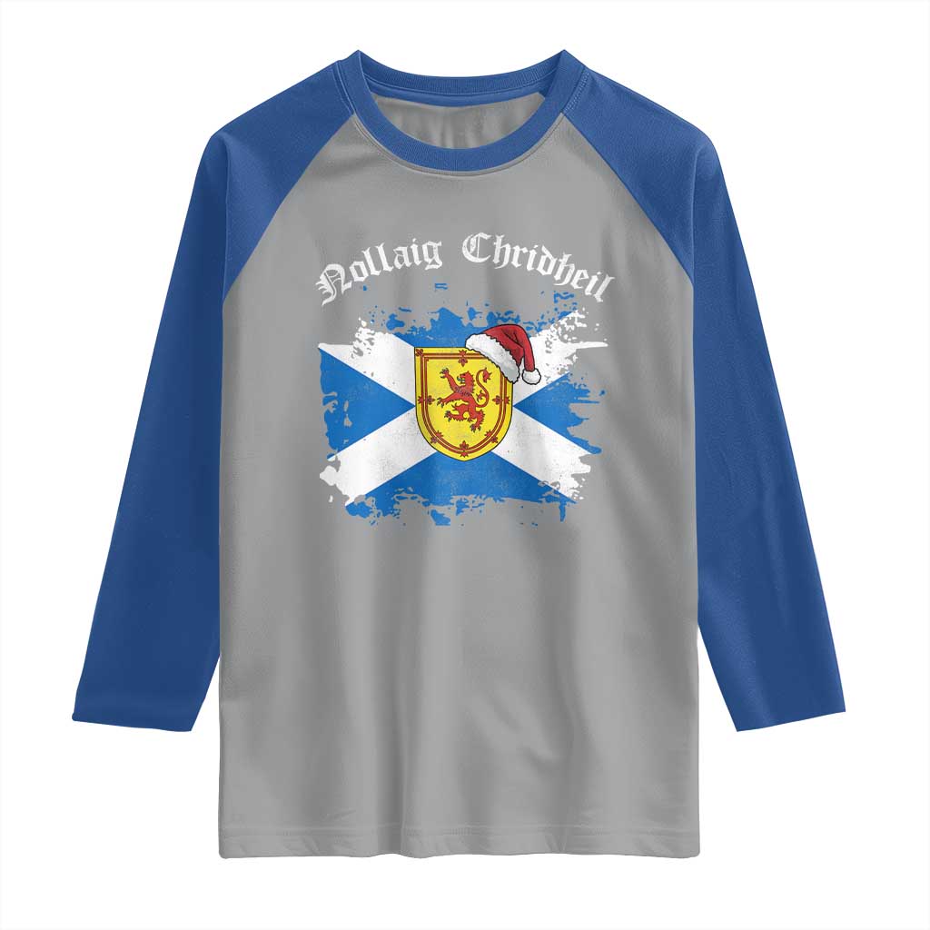 Scottish Christmas Raglan Shirt Nollaig Chridheil Gaelic Xmas Scotland Lion Rampant - Wonder Print Shop