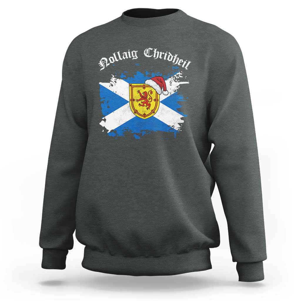 Scottish Christmas Sweatshirt Nollaig Chridheil Gaelic Xmas Scotland Lion Rampant - Wonder Print Shop