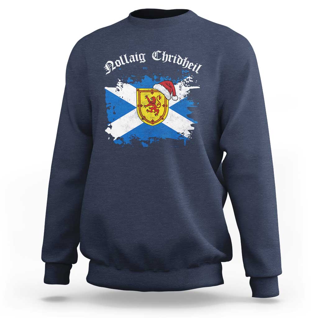 Scottish Christmas Sweatshirt Nollaig Chridheil Gaelic Xmas Scotland Lion Rampant - Wonder Print Shop