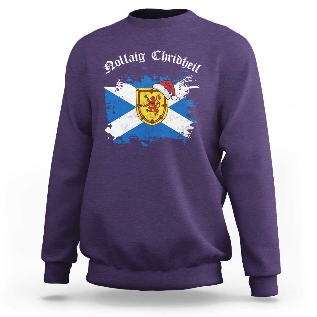 Scottish Christmas Sweatshirt Nollaig Chridheil Gaelic Xmas Scotland Lion Rampant - Wonder Print Shop