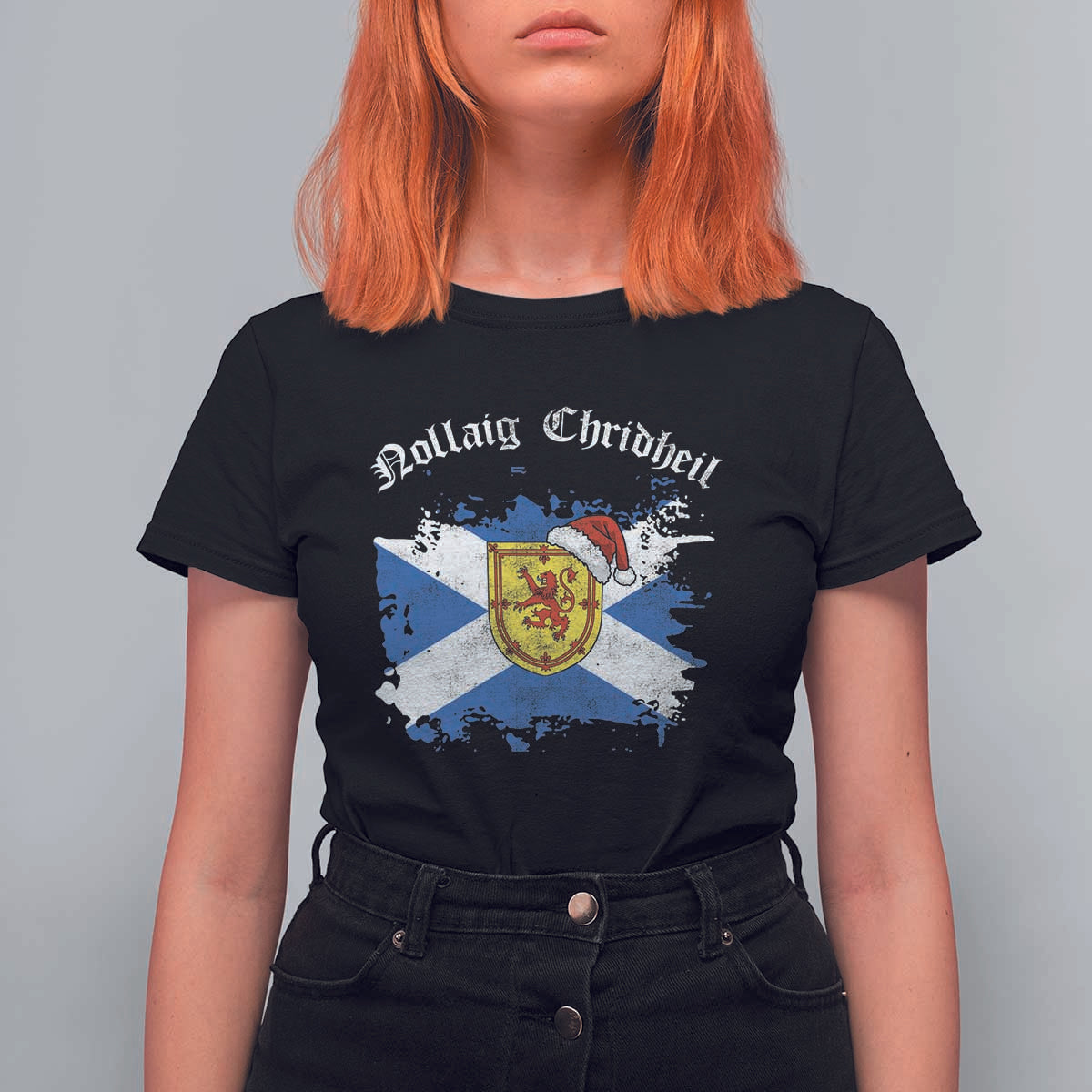 Scottish Christmas T Shirt For Women Nollaig Chridheil Gaelic Xmas Scotland Lion Rampant - Wonder Print Shop