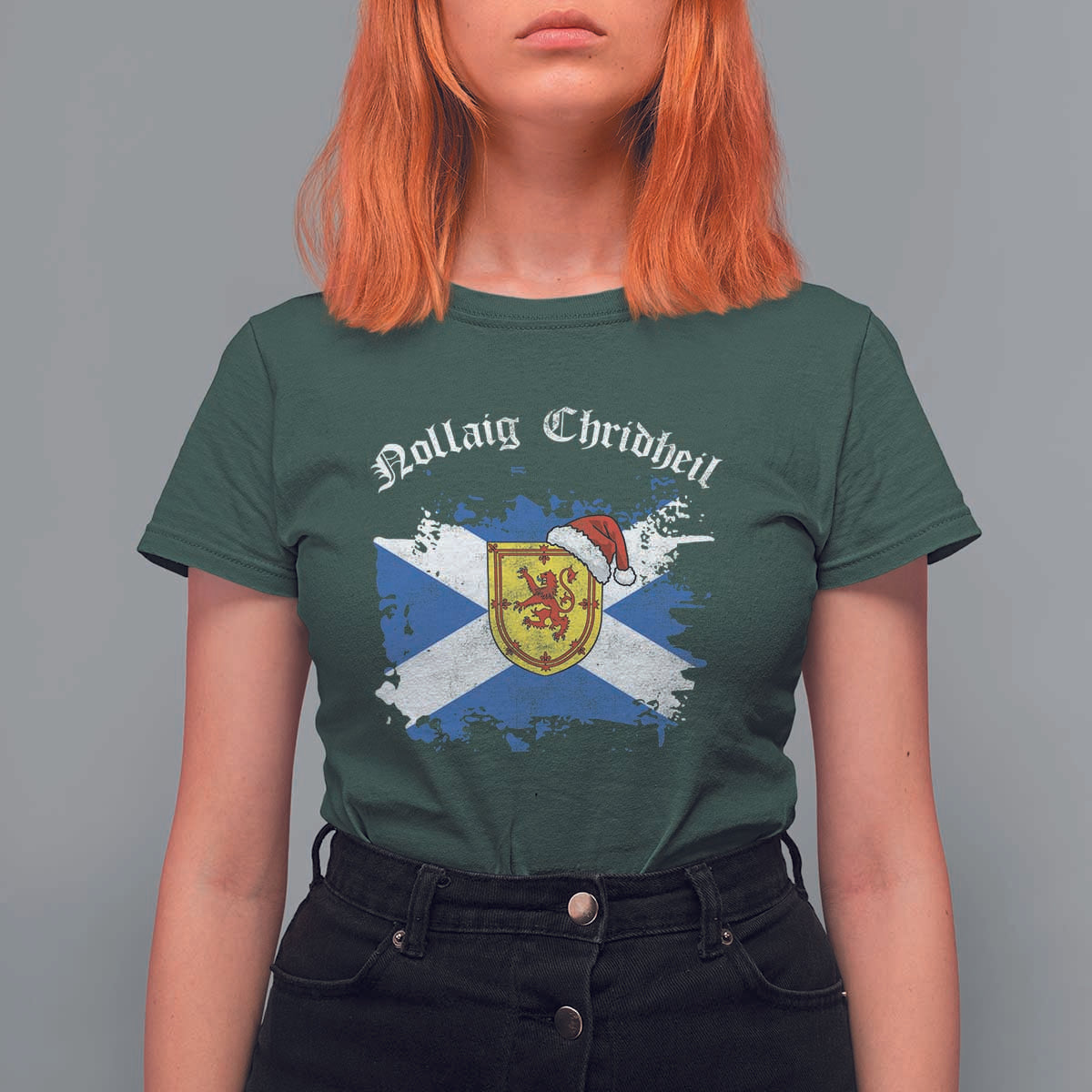 Scottish Christmas T Shirt For Women Nollaig Chridheil Gaelic Xmas Scotland Lion Rampant - Wonder Print Shop