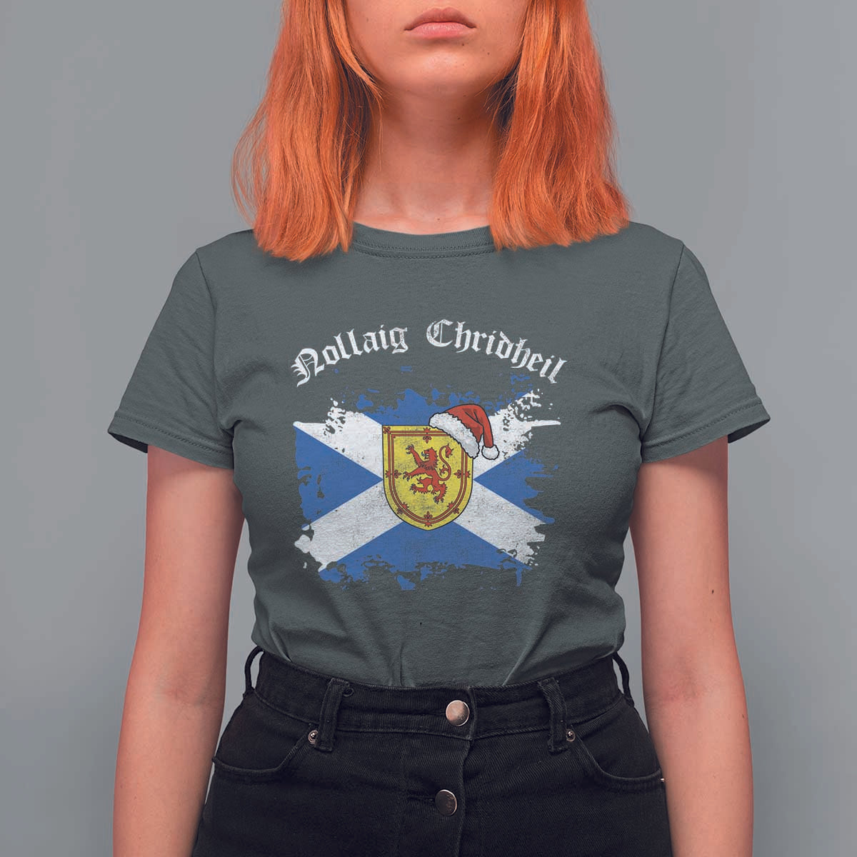Scottish Christmas T Shirt For Women Nollaig Chridheil Gaelic Xmas Scotland Lion Rampant - Wonder Print Shop