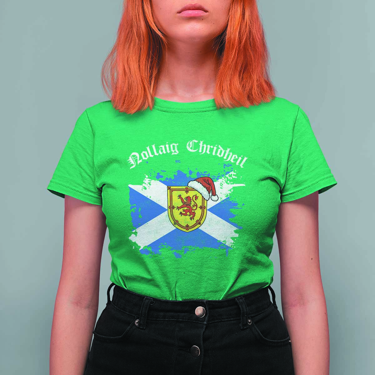 Scottish Christmas T Shirt For Women Nollaig Chridheil Gaelic Xmas Scotland Lion Rampant - Wonder Print Shop