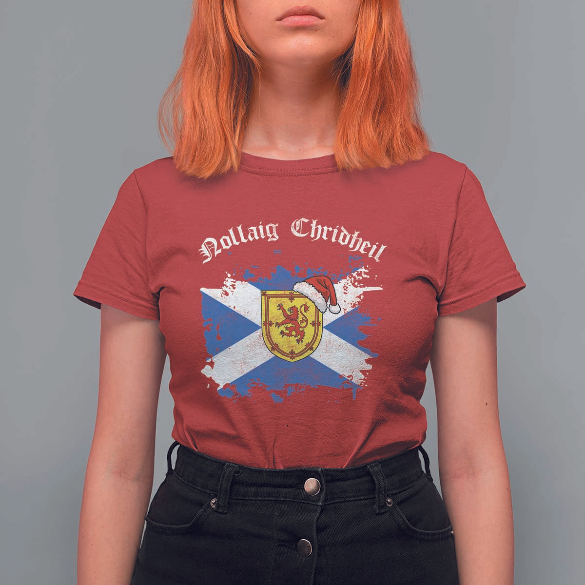 Scottish Christmas T Shirt For Women Nollaig Chridheil Gaelic Xmas Scotland Lion Rampant - Wonder Print Shop