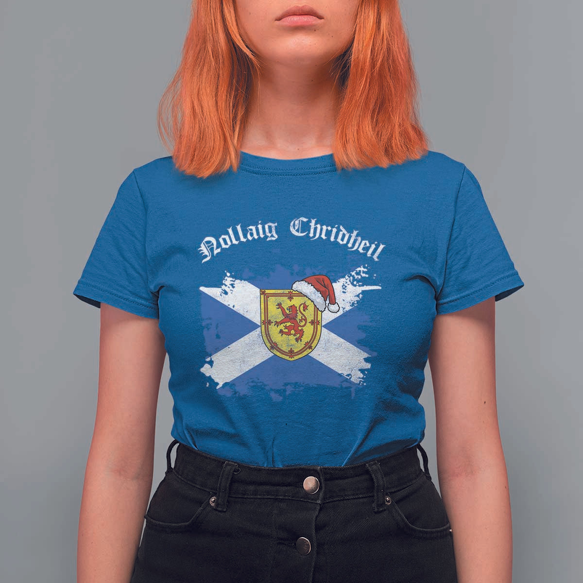Scottish Christmas T Shirt For Women Nollaig Chridheil Gaelic Xmas Scotland Lion Rampant - Wonder Print Shop