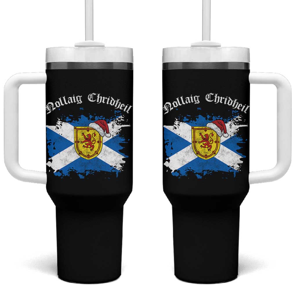 Scottish Christmas Tumbler With Handle Nollaig Chridheil Gaelic Xmas Scotland Lion Rampant - Wonder Print Shop