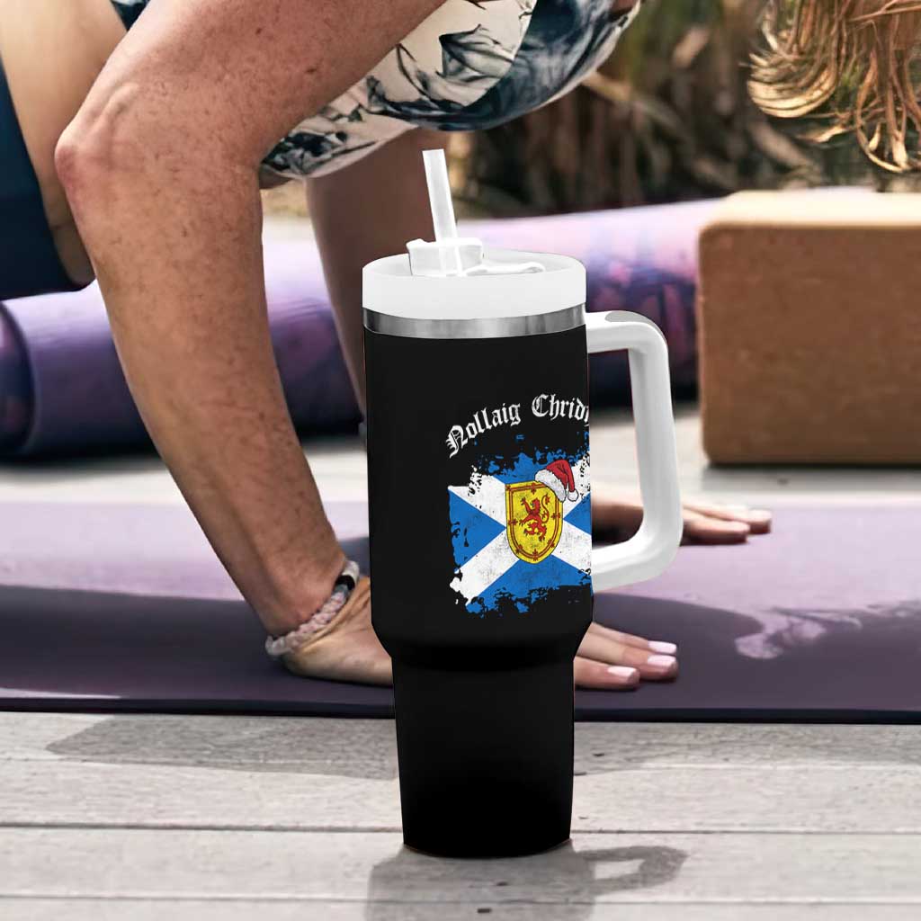 Scottish Christmas Tumbler With Handle Nollaig Chridheil Gaelic Xmas Scotland Lion Rampant - Wonder Print Shop