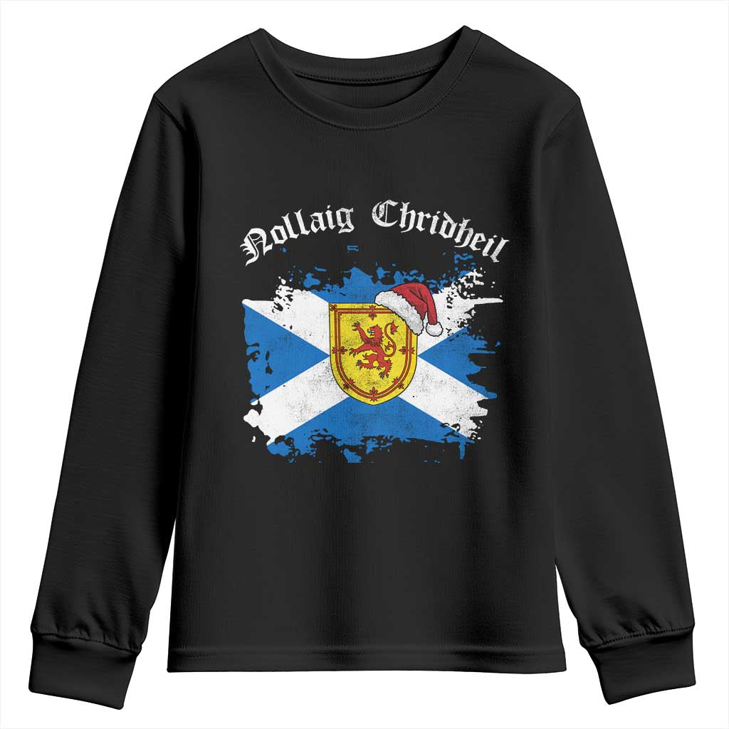 Scottish Christmas Youth Sweatshirt Nollaig Chridheil Gaelic Xmas Scotland Lion Rampant - Wonder Print Shop