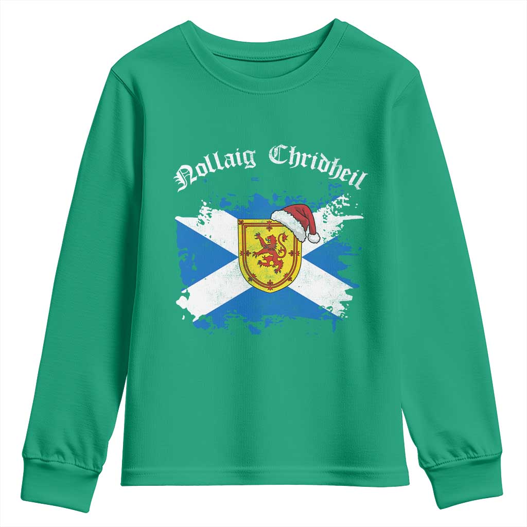 Scottish Christmas Youth Sweatshirt Nollaig Chridheil Gaelic Xmas Scotland Lion Rampant - Wonder Print Shop