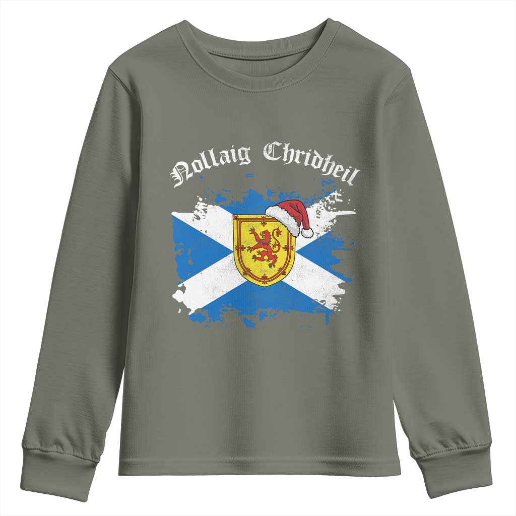 Scottish Christmas Youth Sweatshirt Nollaig Chridheil Gaelic Xmas Scotland Lion Rampant - Wonder Print Shop