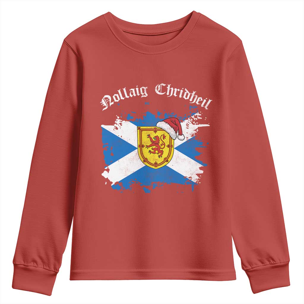 Scottish Christmas Youth Sweatshirt Nollaig Chridheil Gaelic Xmas Scotland Lion Rampant - Wonder Print Shop