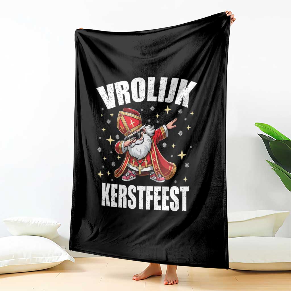 Dutch Christmas Throw Blanket Vrolijk Kerstfeest Dabiing Sinterklaas Santa - Wonder Print Shop