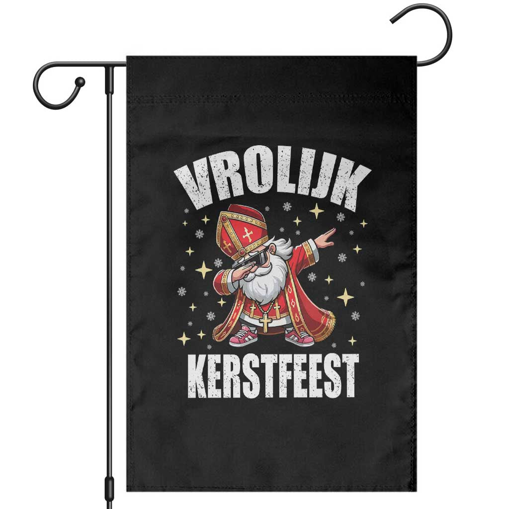 Dutch Christmas Garden Flag Vrolijk Kerstfeest Dabiing Sinterklaas Santa - Wonder Print Shop