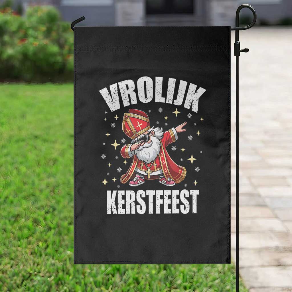 Dutch Christmas Garden Flag Vrolijk Kerstfeest Dabiing Sinterklaas Santa - Wonder Print Shop