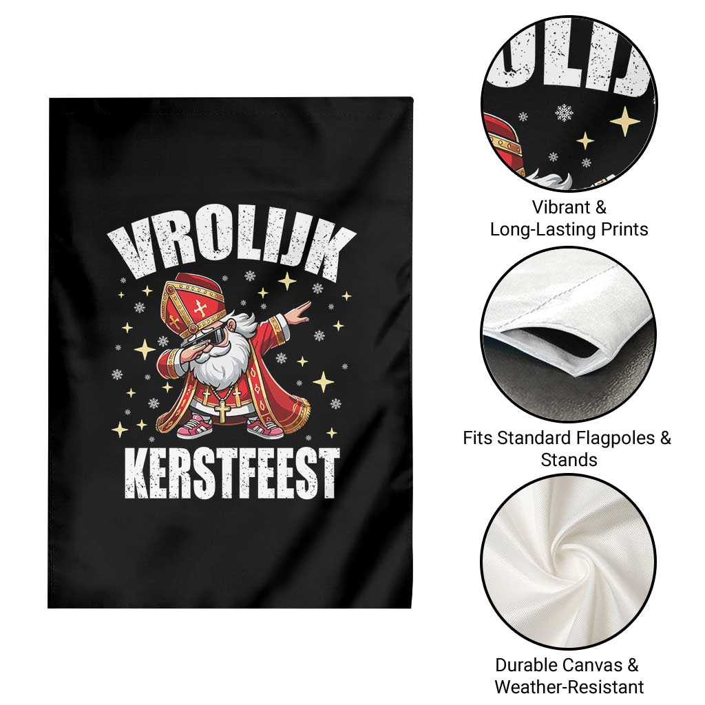 Dutch Christmas Garden Flag Vrolijk Kerstfeest Dabiing Sinterklaas Santa - Wonder Print Shop