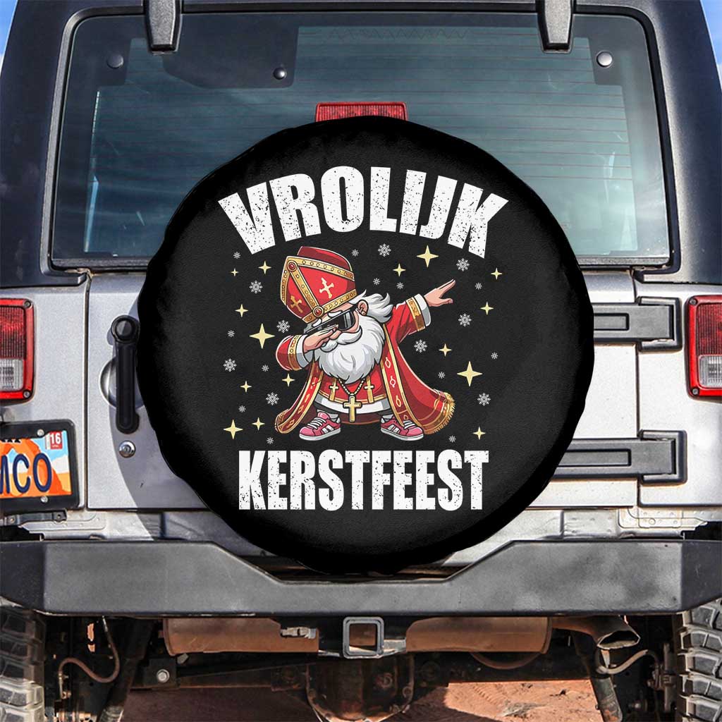 Dutch Christmas Spare Tire Cover Vrolijk Kerstfeest Dabiing Sinterklaas Santa - Wonder Print Shop