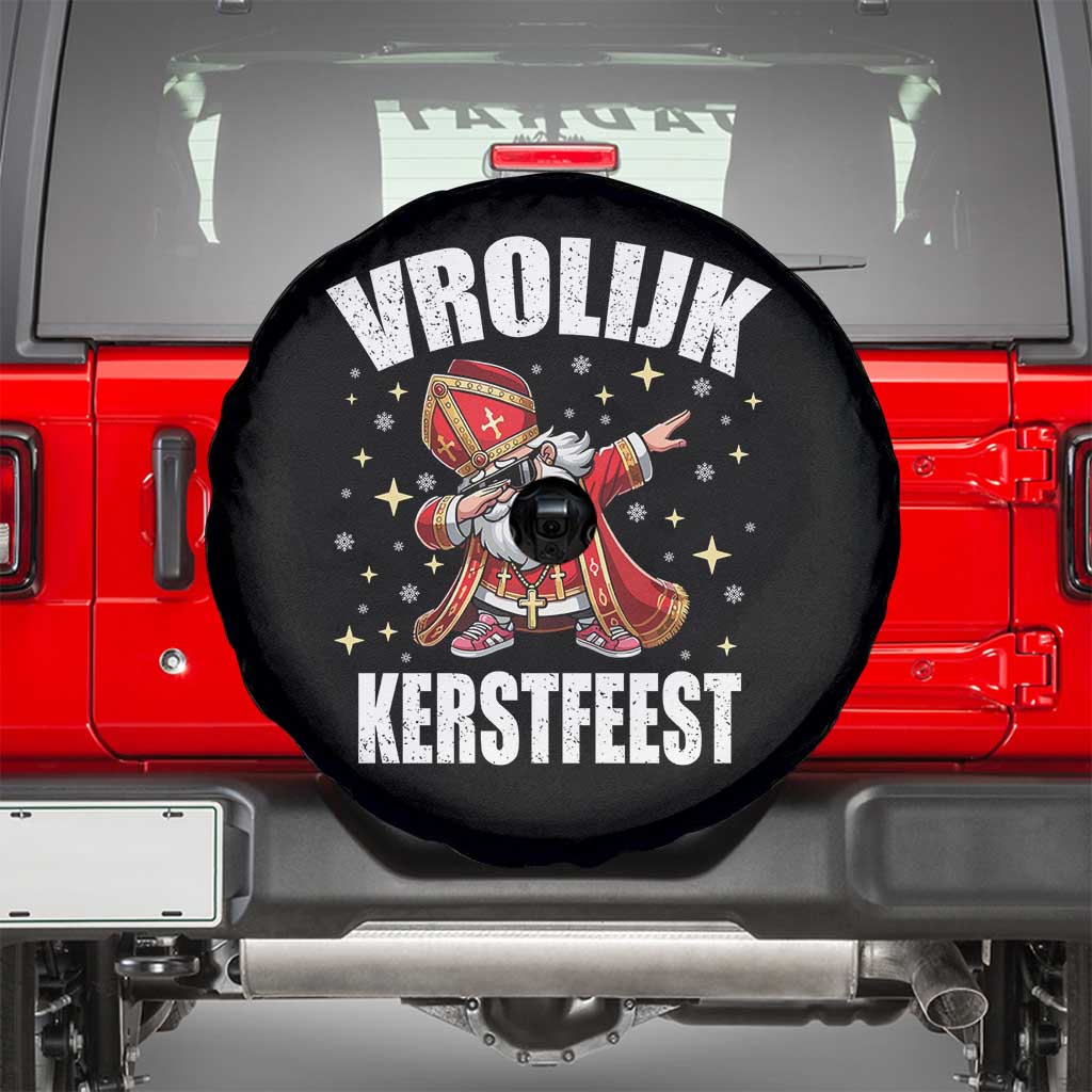 Dutch Christmas Spare Tire Cover Vrolijk Kerstfeest Dabiing Sinterklaas Santa - Wonder Print Shop