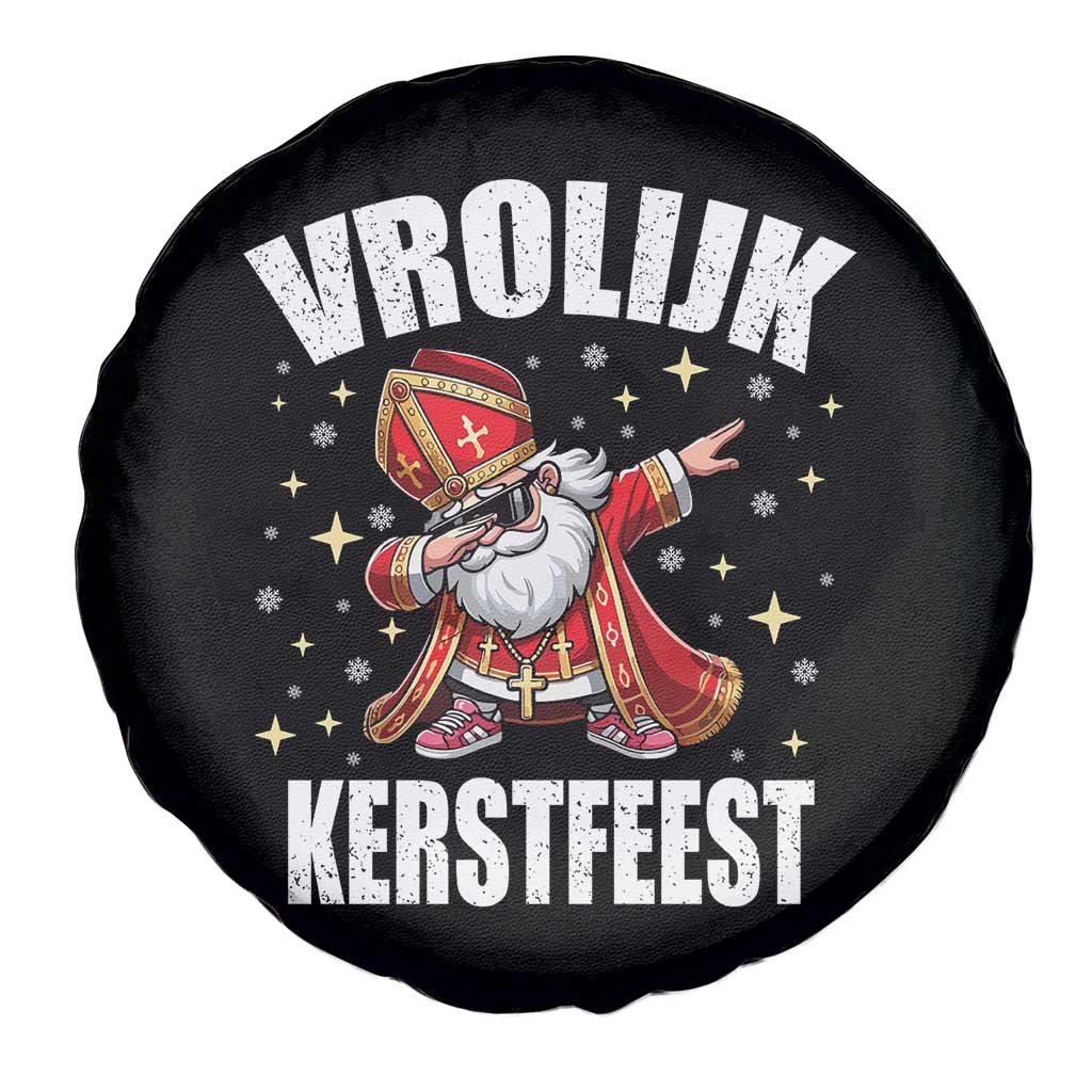 Dutch Christmas Spare Tire Cover Vrolijk Kerstfeest Dabiing Sinterklaas Santa - Wonder Print Shop