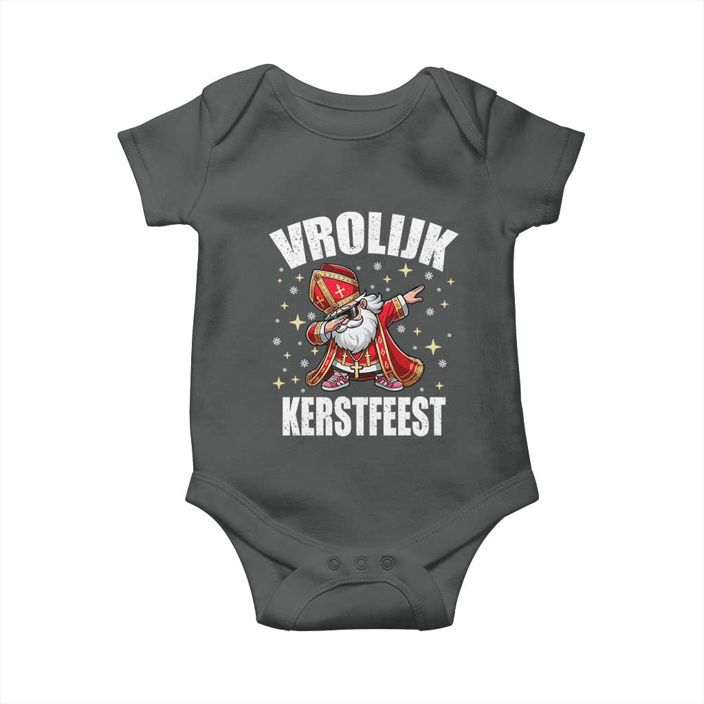 Dutch Christmas Baby Onesie Vrolijk Kerstfeest Dabiing Sinterklaas Santa - Wonder Print Shop