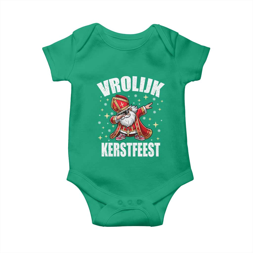 Dutch Christmas Baby Onesie Vrolijk Kerstfeest Dabiing Sinterklaas Santa - Wonder Print Shop