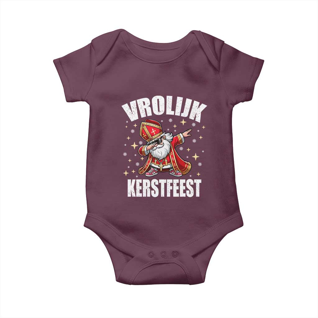 Dutch Christmas Baby Onesie Vrolijk Kerstfeest Dabiing Sinterklaas Santa - Wonder Print Shop