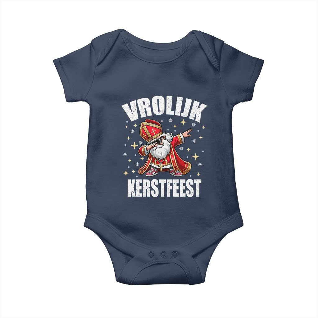 Dutch Christmas Baby Onesie Vrolijk Kerstfeest Dabiing Sinterklaas Santa - Wonder Print Shop