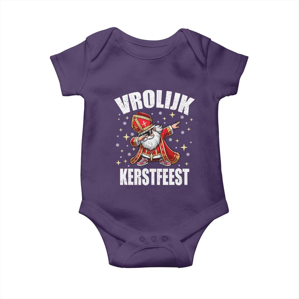 Dutch Christmas Baby Onesie Vrolijk Kerstfeest Dabiing Sinterklaas Santa - Wonder Print Shop