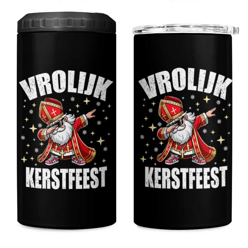 Dutch Christmas 4 in 1 Can Cooler Tumbler Vrolijk Kerstfeest Dabiing Sinterklaas Santa - Wonder Print Shop