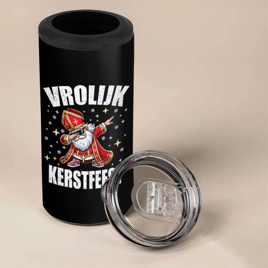 Dutch Christmas 4 in 1 Can Cooler Tumbler Vrolijk Kerstfeest Dabiing Sinterklaas Santa - Wonder Print Shop