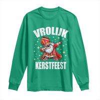 Dutch Christmas Long Sleeve Shirt Vrolijk Kerstfeest Dabiing Sinterklaas Santa - Wonder Print Shop