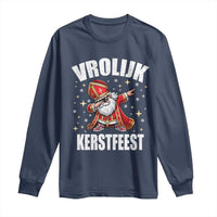 Dutch Christmas Long Sleeve Shirt Vrolijk Kerstfeest Dabiing Sinterklaas Santa - Wonder Print Shop