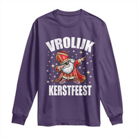 Dutch Christmas Long Sleeve Shirt Vrolijk Kerstfeest Dabiing Sinterklaas Santa - Wonder Print Shop