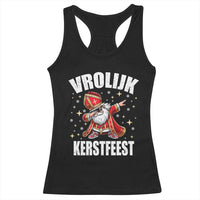 Dutch Christmas Racerback Tank Top Vrolijk Kerstfeest Dabiing Sinterklaas Santa - Wonder Print Shop
