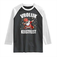 Dutch Christmas Raglan Shirt Vrolijk Kerstfeest Dabiing Sinterklaas Santa - Wonder Print Shop