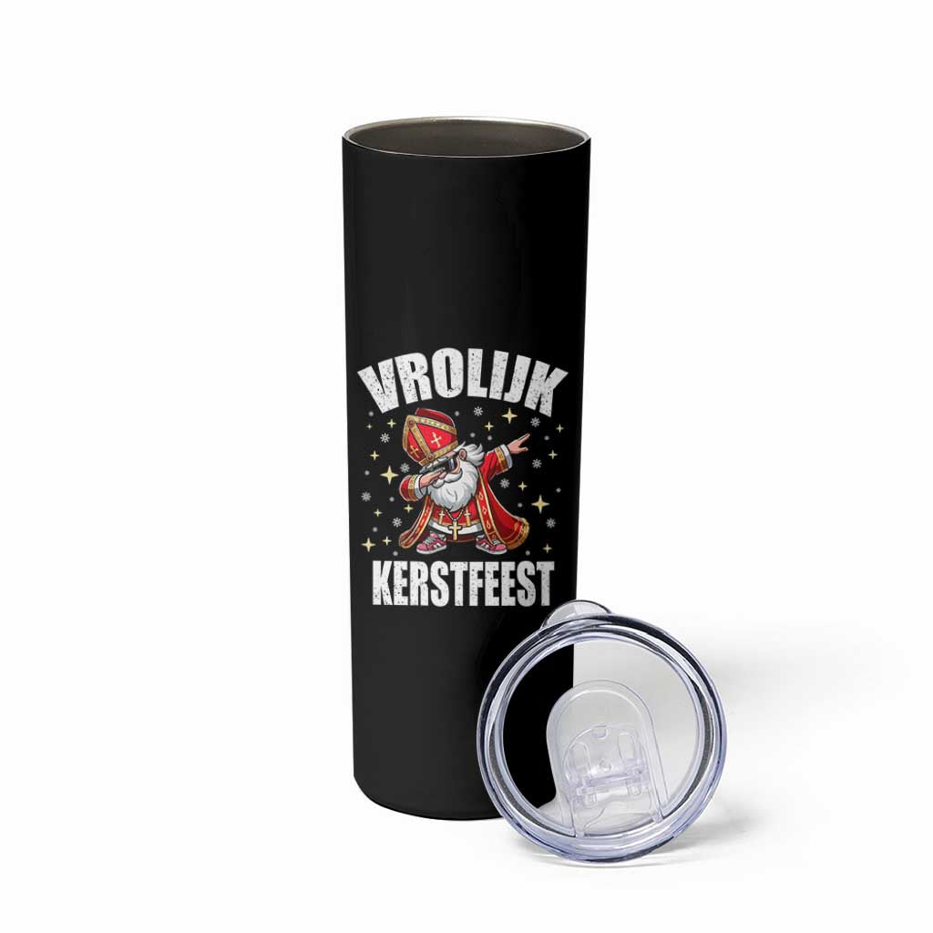 Dutch Christmas Skinny Tumbler Vrolijk Kerstfeest Dabiing Sinterklaas Santa - Wonder Print Shop