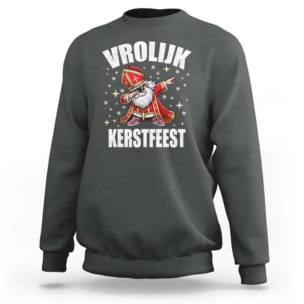 Dutch Christmas Sweatshirt Vrolijk Kerstfeest Dabiing Sinterklaas Santa - Wonder Print Shop