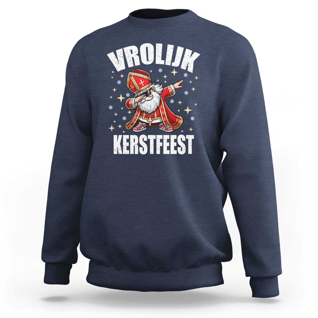 Dutch Christmas Sweatshirt Vrolijk Kerstfeest Dabiing Sinterklaas Santa - Wonder Print Shop