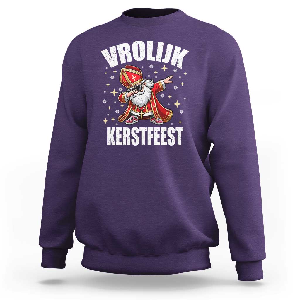 Dutch Christmas Sweatshirt Vrolijk Kerstfeest Dabiing Sinterklaas Santa - Wonder Print Shop
